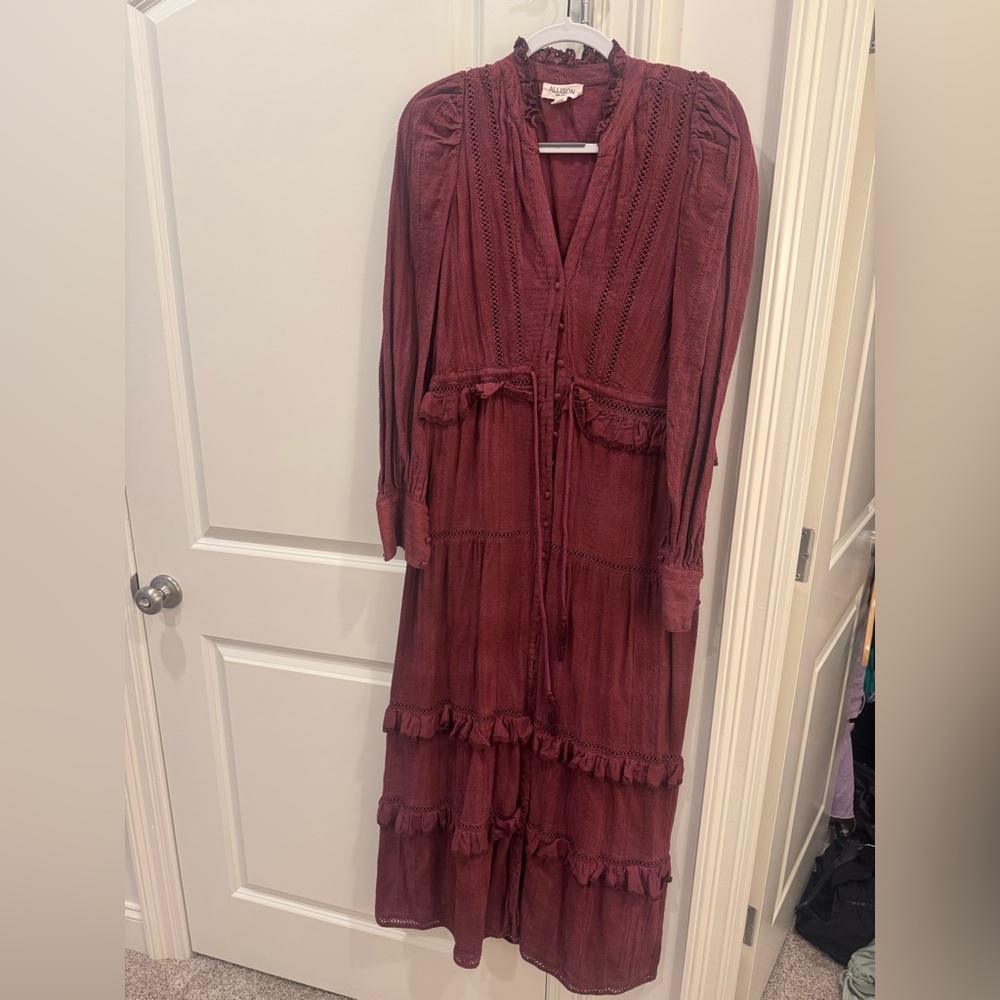 Chic Long Sleeve Burgundy Dress
